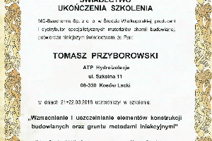 świadectwo ukończenia szkolenia